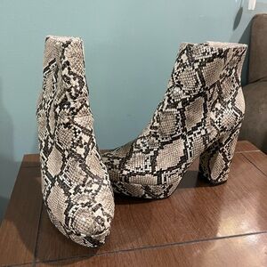 Snakeskin Patterned Ankle Boots